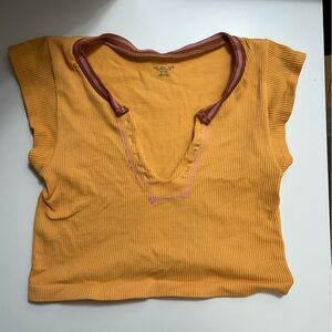 Urban Outfitters Orange Ribbed V-Neck Top